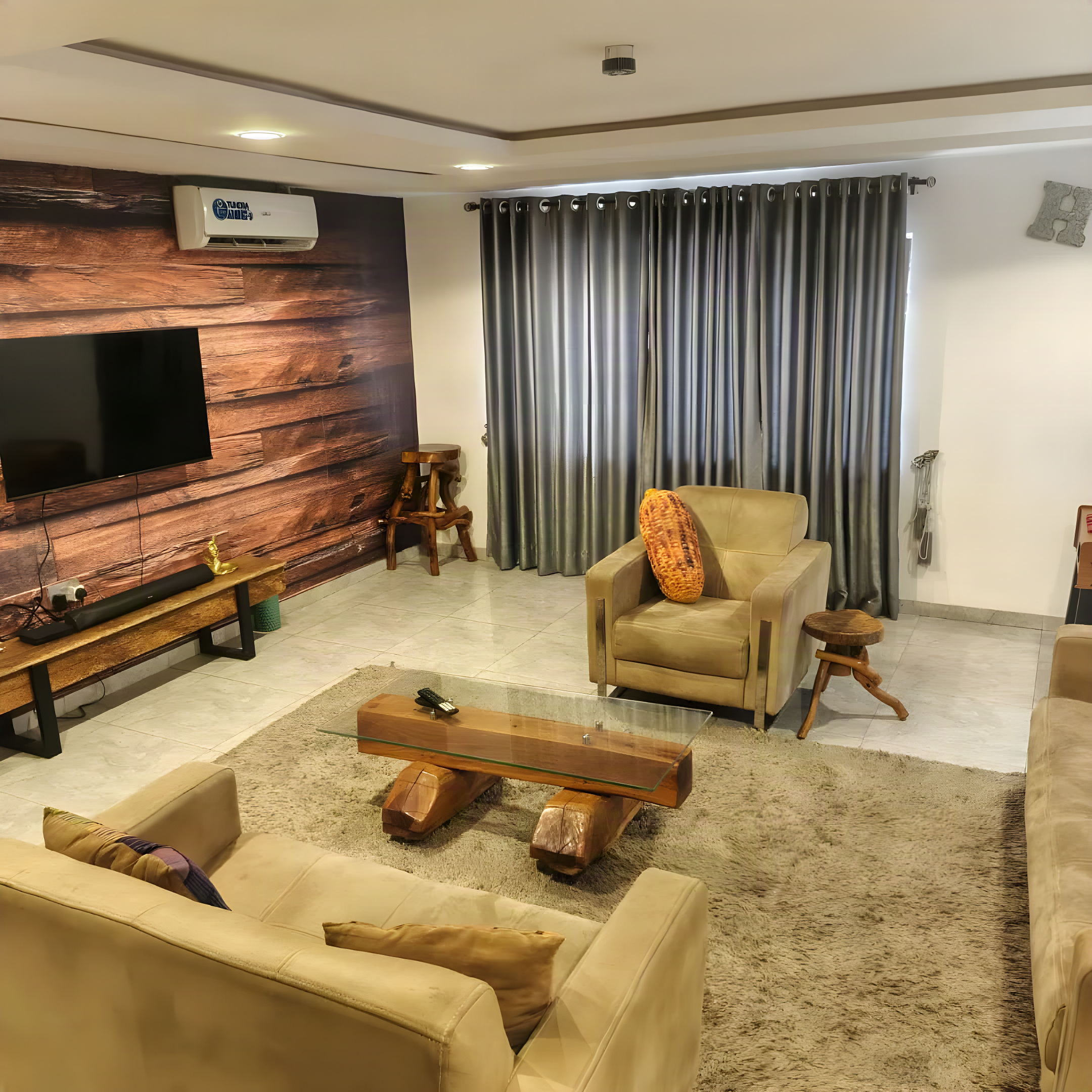 Interior of a furnished apartment at Igbalode Shortlet Apartments, Ibadan
